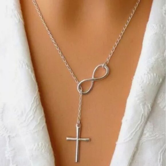 Multilayer Clavicle Infinity Cross chain Necklace - Picture 1 of 1